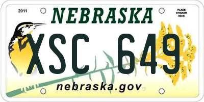 NE license plate XSC649