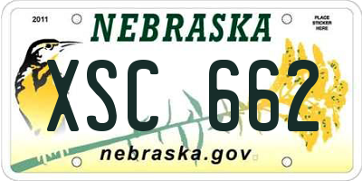 NE license plate XSC662