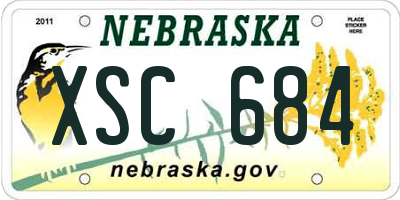 NE license plate XSC684