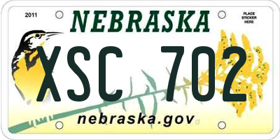 NE license plate XSC702