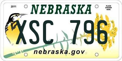 NE license plate XSC796