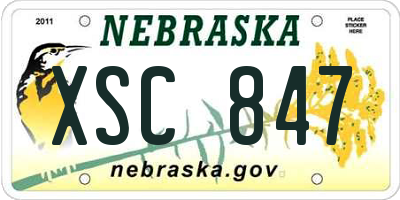 NE license plate XSC847