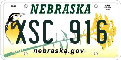 NE license plate XSC916