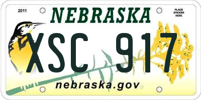 NE license plate XSC917
