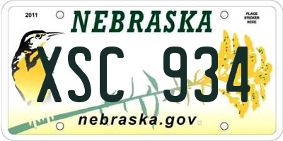 NE license plate XSC934