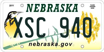 NE license plate XSC940