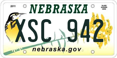 NE license plate XSC942