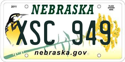 NE license plate XSC949