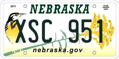NE license plate XSC951