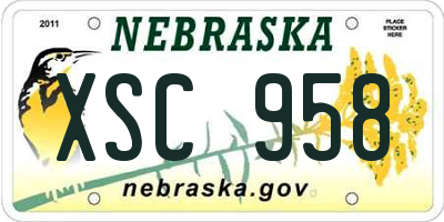 NE license plate XSC958