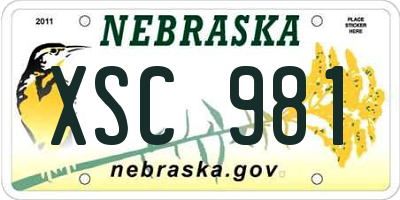 NE license plate XSC981