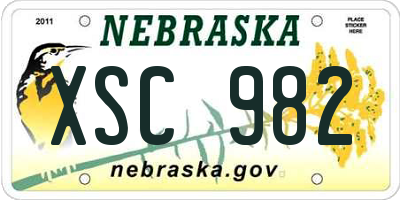 NE license plate XSC982