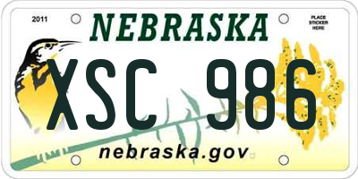NE license plate XSC986
