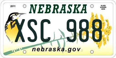 NE license plate XSC988