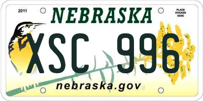 NE license plate XSC996