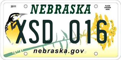 NE license plate XSD016