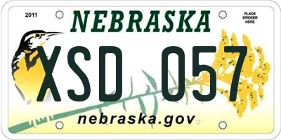 NE license plate XSD057