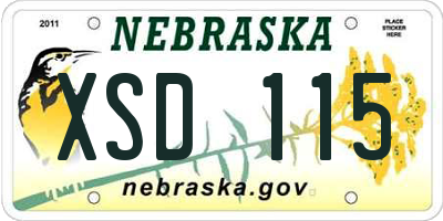 NE license plate XSD115