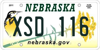 NE license plate XSD116