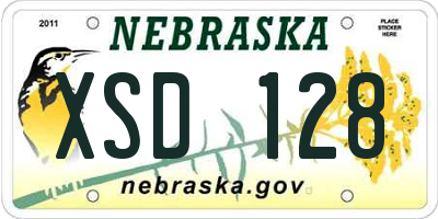 NE license plate XSD128