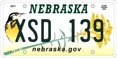 NE license plate XSD139