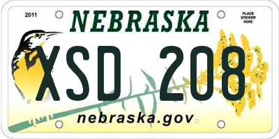 NE license plate XSD208