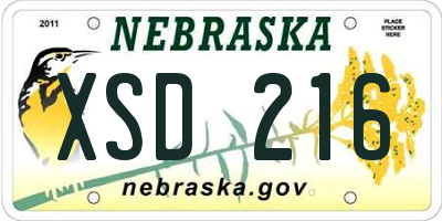 NE license plate XSD216