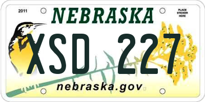 NE license plate XSD227