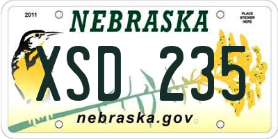 NE license plate XSD235