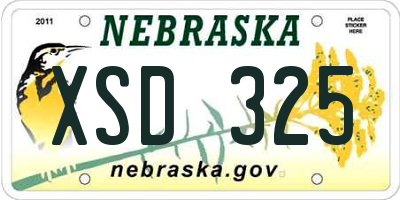 NE license plate XSD325