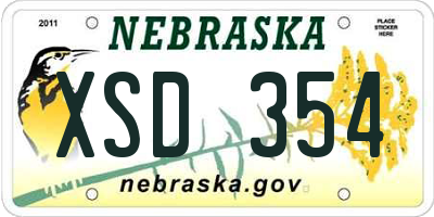 NE license plate XSD354