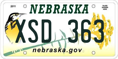 NE license plate XSD363