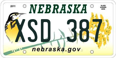 NE license plate XSD387