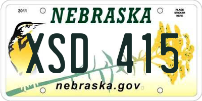 NE license plate XSD415