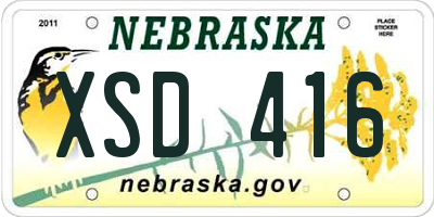 NE license plate XSD416