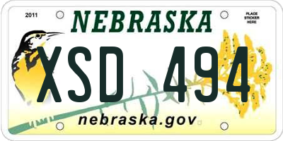 NE license plate XSD494