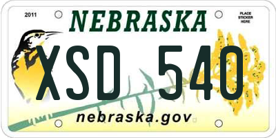 NE license plate XSD540