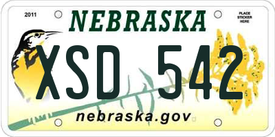 NE license plate XSD542