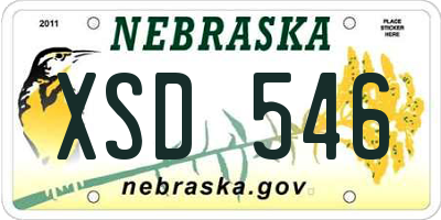 NE license plate XSD546