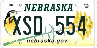 NE license plate XSD554