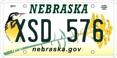 NE license plate XSD576