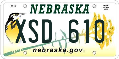 NE license plate XSD610
