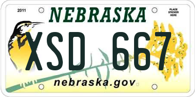 NE license plate XSD667