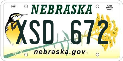 NE license plate XSD672