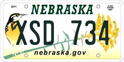 NE license plate XSD734
