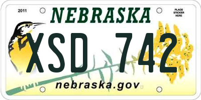 NE license plate XSD742