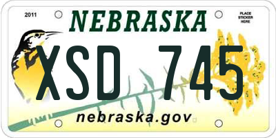 NE license plate XSD745