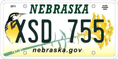 NE license plate XSD755