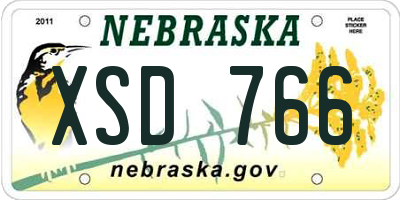 NE license plate XSD766