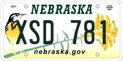 NE license plate XSD781